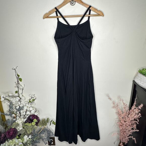 PACT Organic Cotton Fit & Flare Midi Dress Black Sz L $98 {TT43} - Picture 4 of 6
